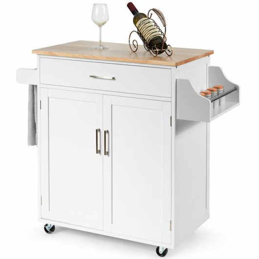 Costway White Spice Rack Towel Rack Drawer Cabinet