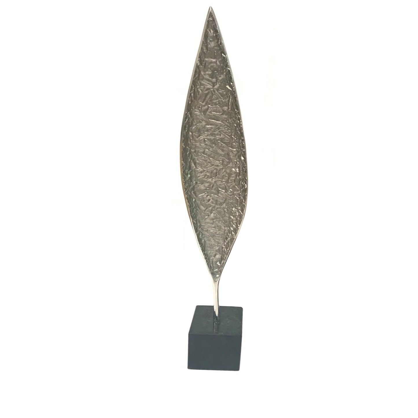 Crestview Collection 6" x 6" x 32" Transitional Aluminum And Marble Large Fulton Statue In Nickel and Black Marble Finish