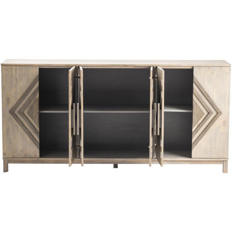 Crestview Collection Aspen 78" x 16" x 38" 6-Door Transitional Brown Wood Sideboard