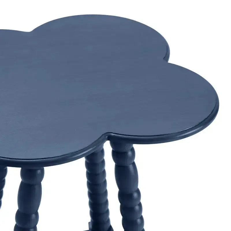 Crestview Collection Bar Harbor 18" x 18" x 26" Coastal Wood Clover Shaped Accent Table In Indigo Finish