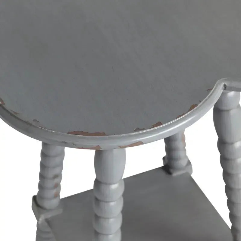 Crestview Collection Bar Harbor 18" x 18" x 26" Transitional Wood Clover Shaped Accent Table In Gray Finish