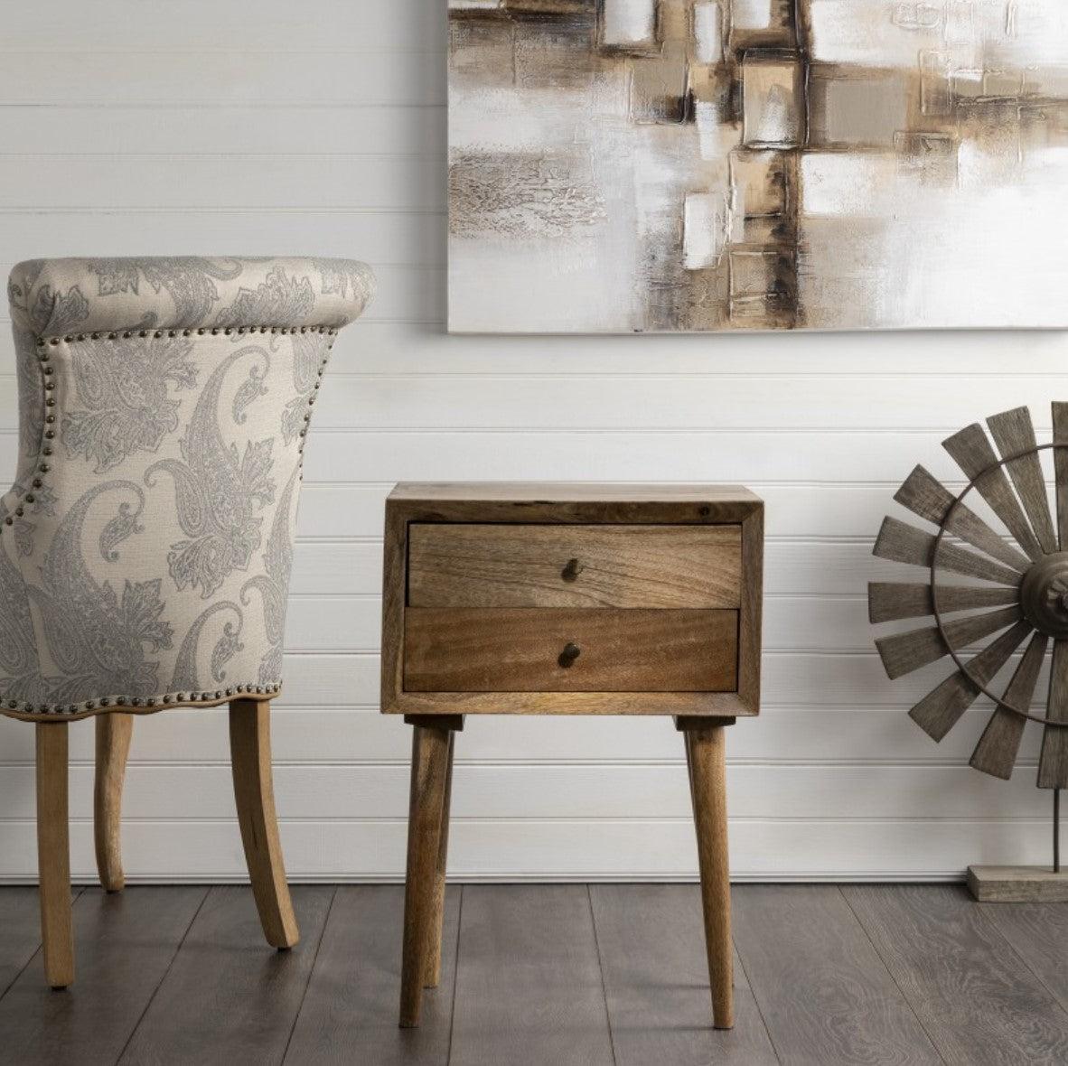 Crestview Collection Bengal Manor 18" x 15" x 25" 2-Drawer Rustic Mango Wood Accent Table In Natural Finish