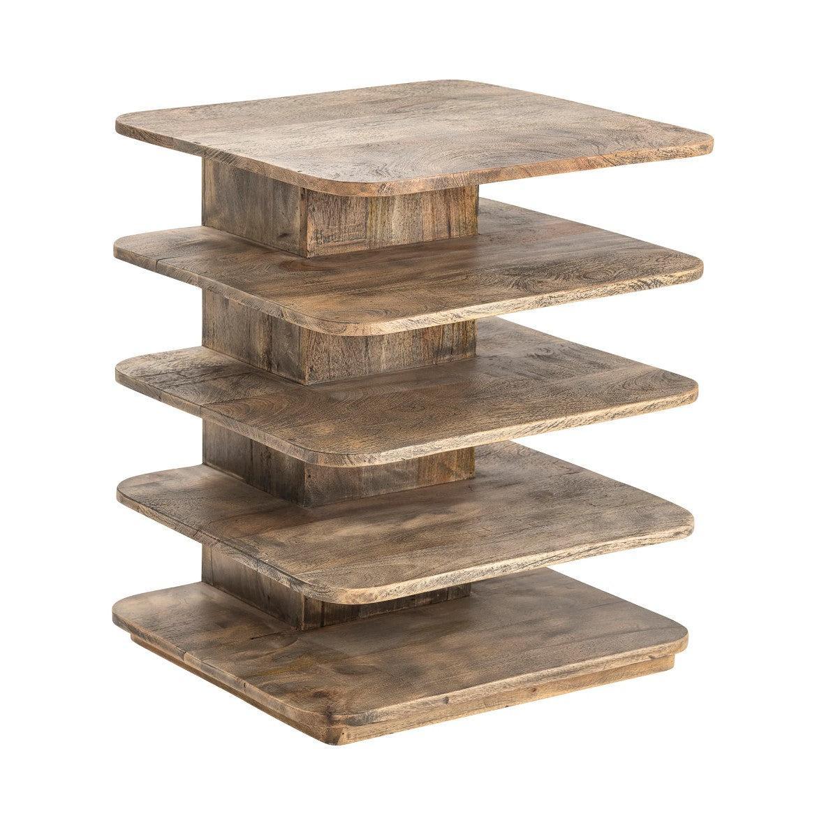 Crestview Collection Bengal Manor 20" x 22" x 24" Transitional Mango Wood Tiered Accent Table In Natural Wood Finish