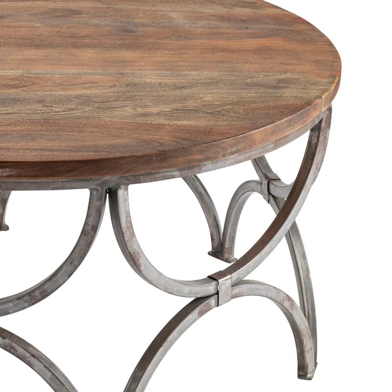 Crestview Collection Bengal Manor 36" x 36" x 19" Occasional Mango Wood And Steel Round Cocktail Table