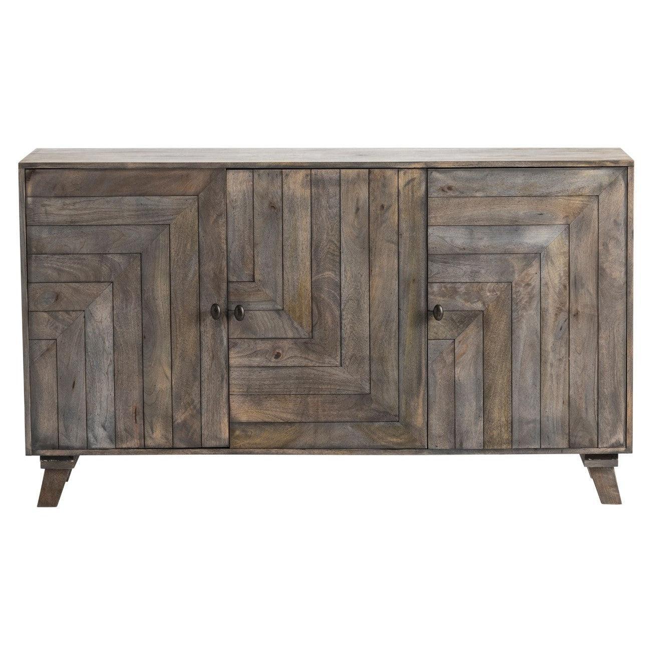 Crestview Collection Bengal Manor 60" x 16" x 34" 3-Geometric-Door Transitional Mango Wood Sideboard In Puritan Finish