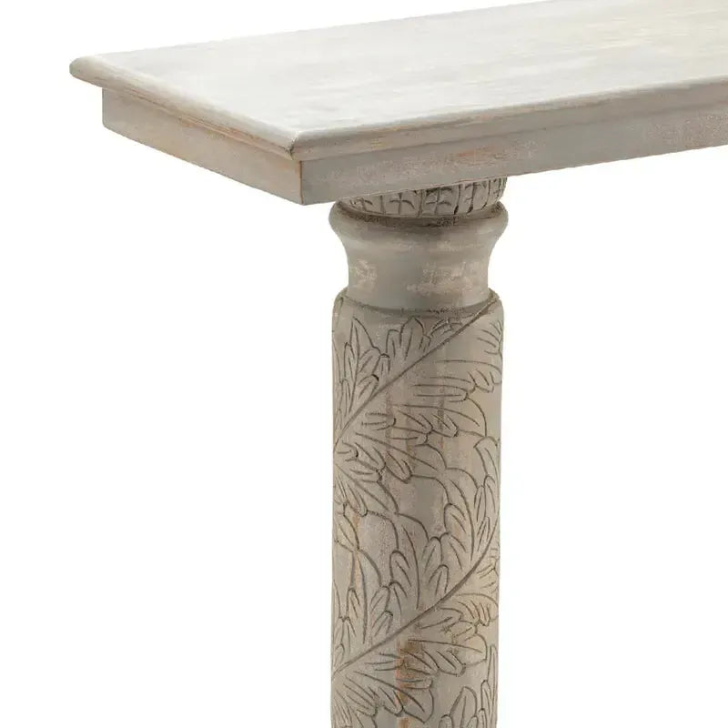 Crestview Collection Castleberry 70" x 15" x 35" Rustic Wood Console In Distressed Gray Finish