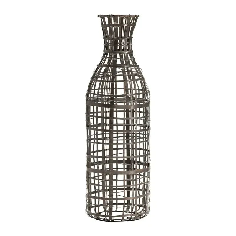 Crestview Collection Clancy 8" x 8" x 26" Rustic Metal Vase In Black Finish