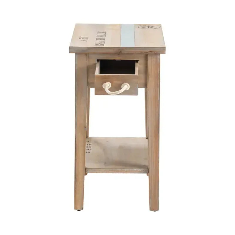 Crestview Collection Grand Isle 18" x 13" x 24" Coastal Wood Chairside Table In Natural Finish