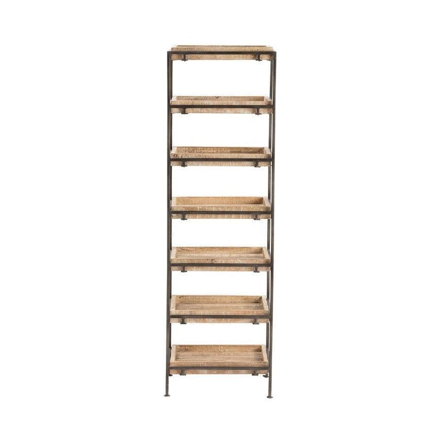 Crestview Collection Hannah 17" x 14" x 56" 7-Layer Rustic Unfinished Metal And Wood Open Cube Shelf Storage