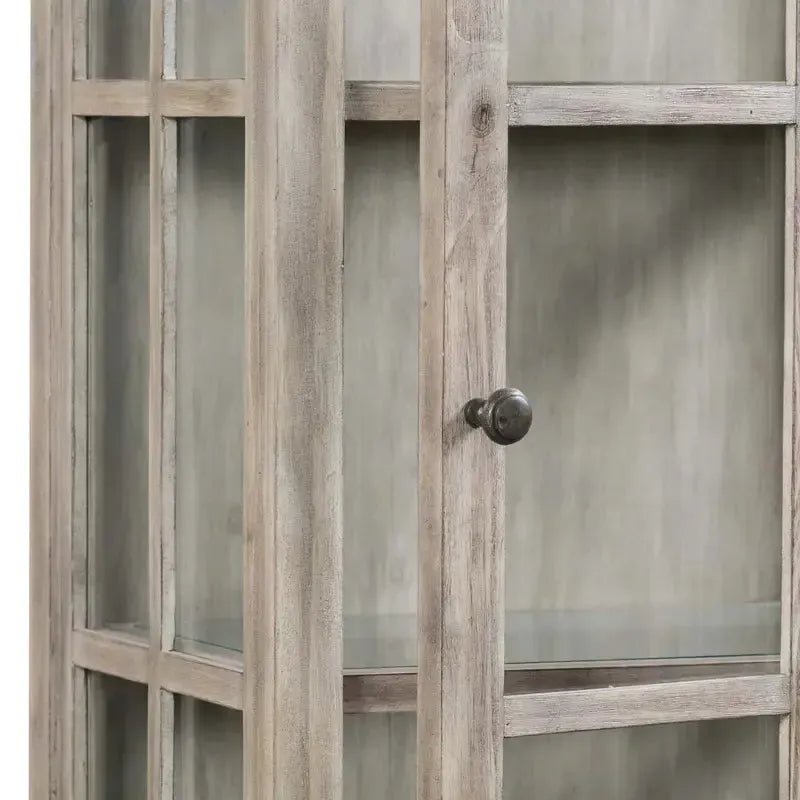 Crestview Collection Hawthorne Estate 22" x 15" x 68" 2-Door 2-Shelf Traditional Wood And Glass Curio In Ash Finish