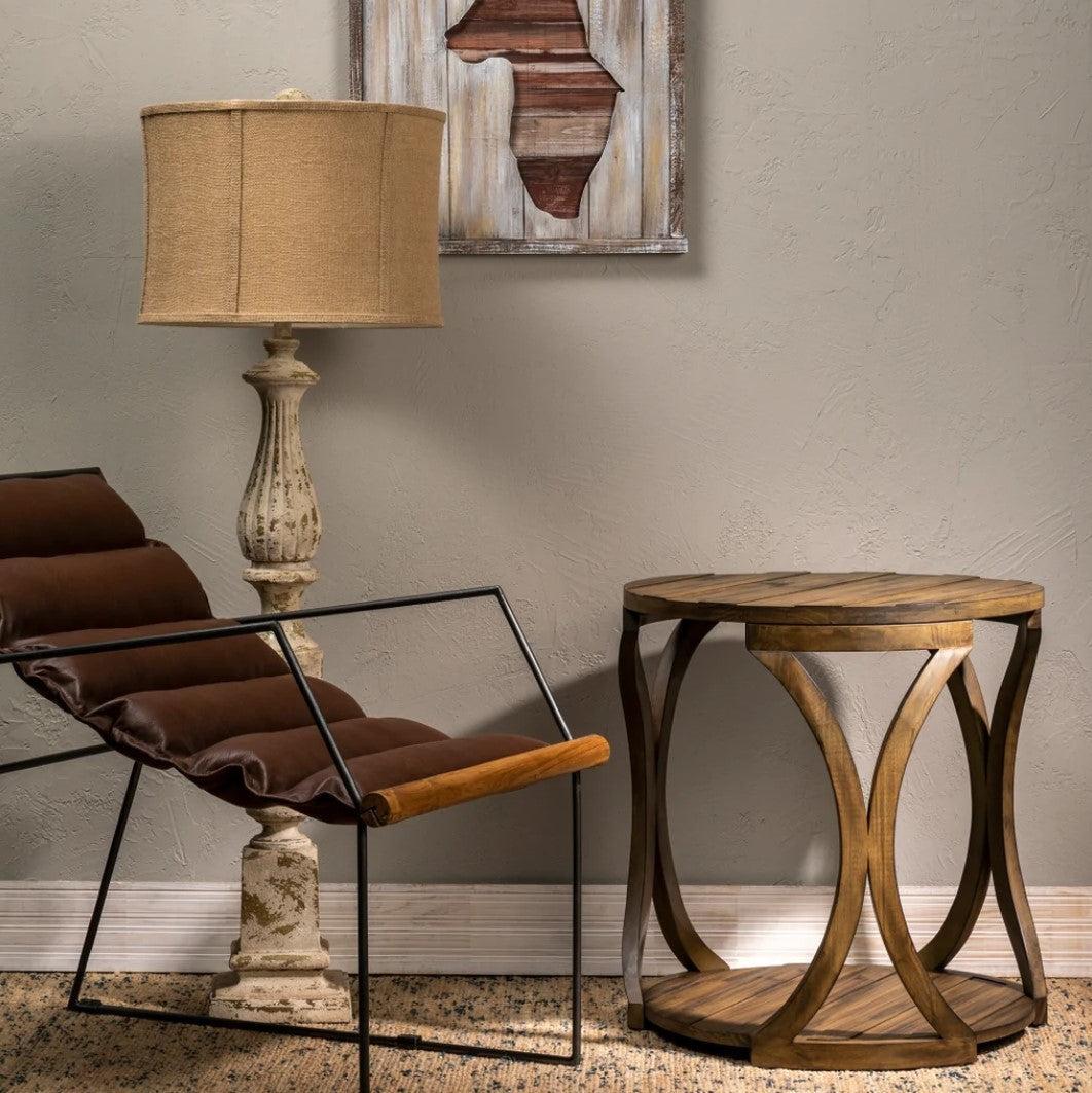 Crestview Collection Hawthorne Estate 23" x 23" x 24" Occasional Sierra Pine Wood Round End Table In Textured Finish