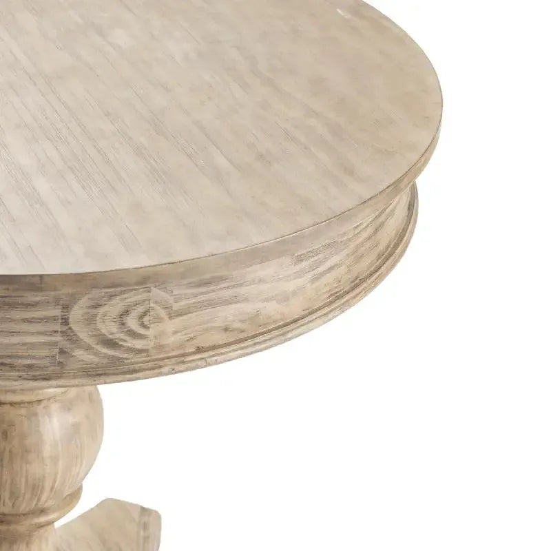 Crestview Collection Hawthorne Estate 30" x 30" x 30" Traditional Wood Round Turned Post Accent Table In Light Gray Finish