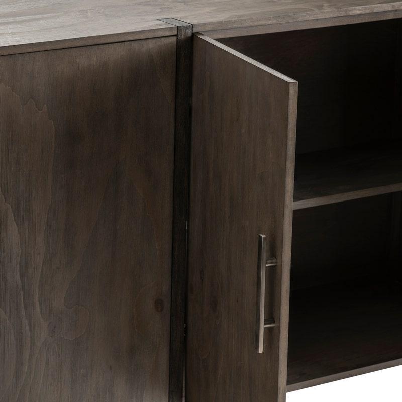 Crestview Collection Hawthorne Estate 72" x 16" x 36" 4-Door 2-Tone Transitional Gray Wash Wood Inset Wood Frame Sideboard