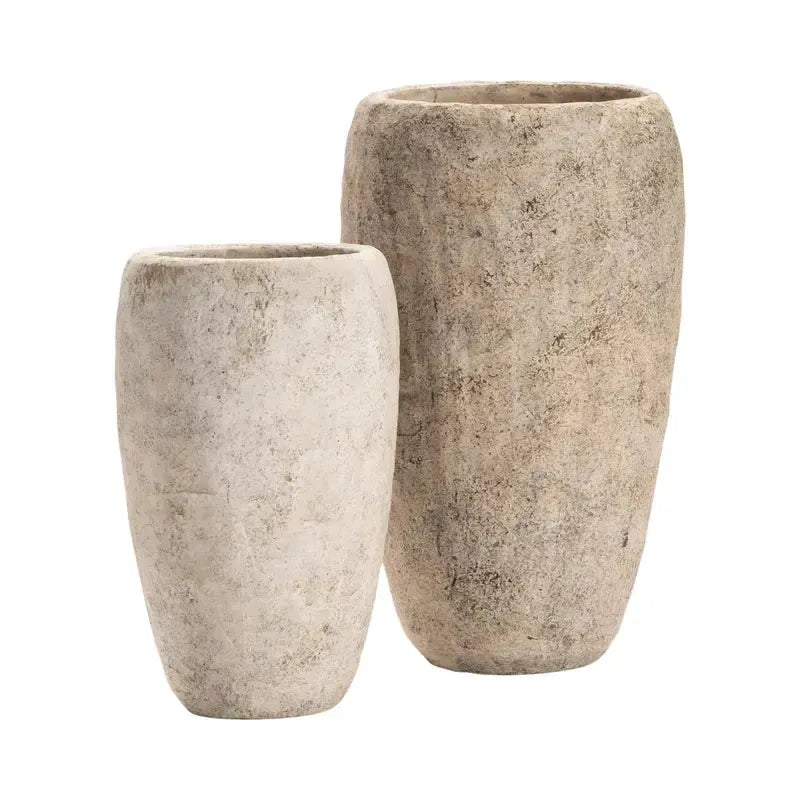 Crestview Collection La Palata 14" & 11" 2-Piece Transitional Concrete Vase In Natural Concrete Finish