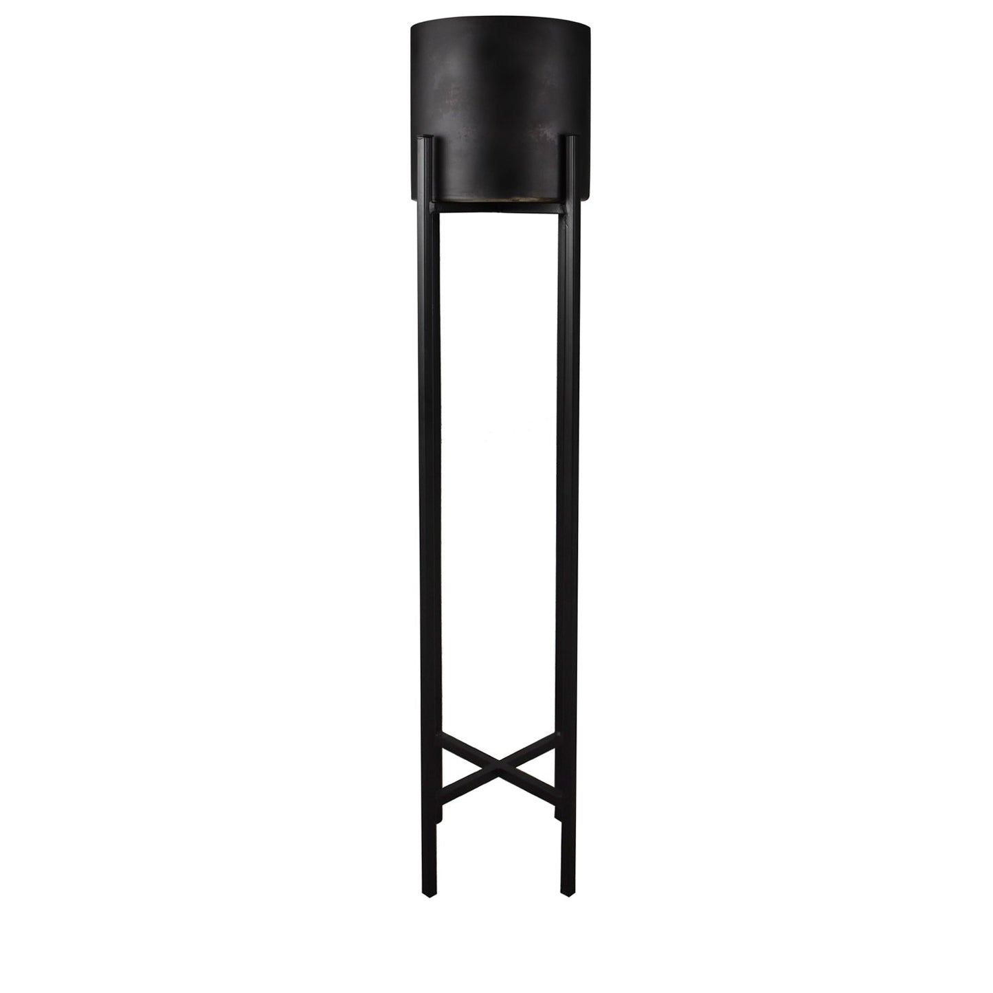 Crestview Collection Luna 9" x 9" x 30" Transitional Glass And Metal Medium Standing Candle Holder In Smoked Glass and Dark Bronze Finish