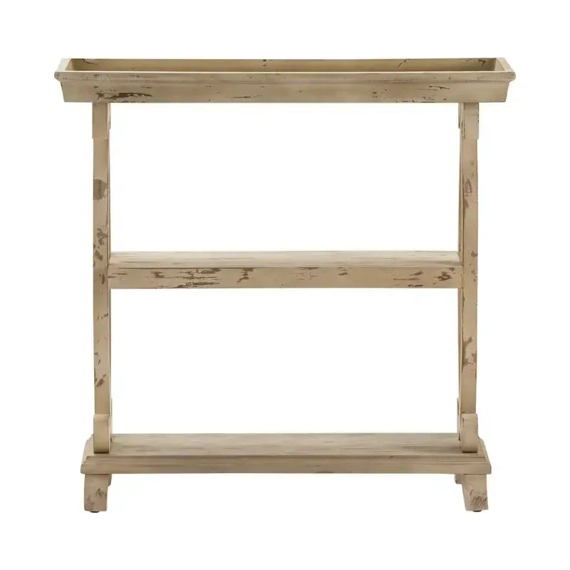 Crestview Collection Newport 36" x 14" x 34" Traditional Wood Shaped Console Table In Distressed White Finish
