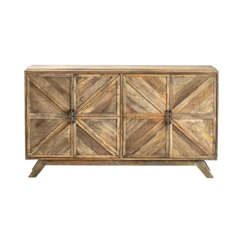 Crestview Collection Rowan 65" x 16" x 37" 4-Door Rustic Brown Wood Sideboard