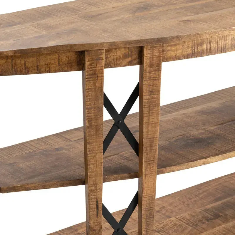 Crestview Collection Sutton Creek 54" x 18" x 32" Occasional Metal And Wood Console Table In Brown Wood Finish