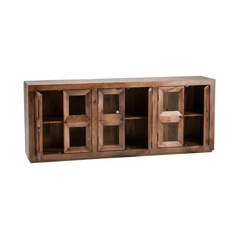 Crestview Collection Union 80" x 16" x 32" 6-Door Transitional Brown Wood Row Sideboard