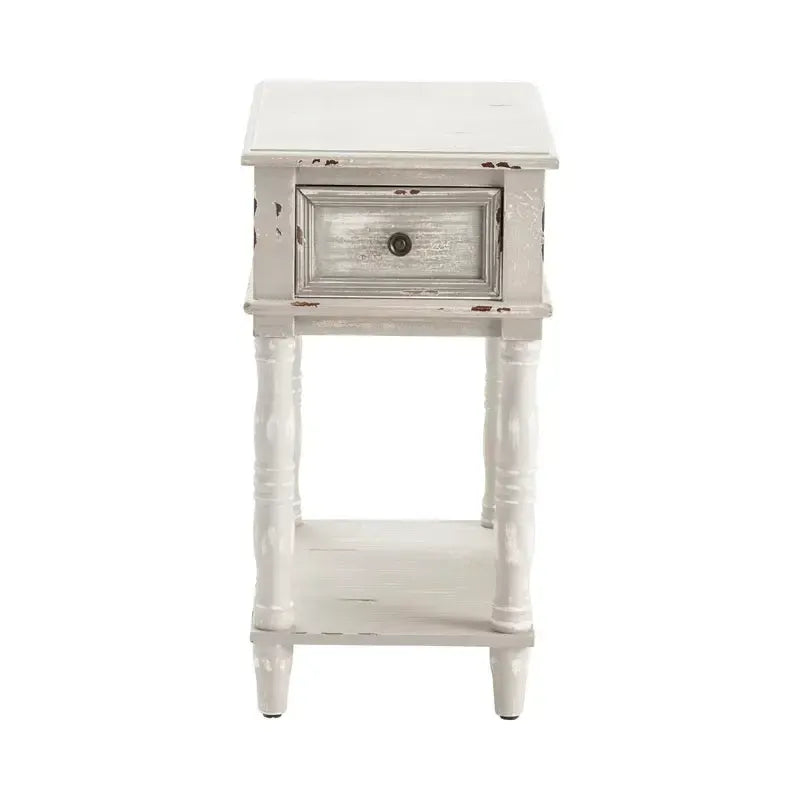 Crestview Collection Weston 13" x 21" x 24" 1-Drawer Traditional Wood Chairside In Chalk Gray Finish