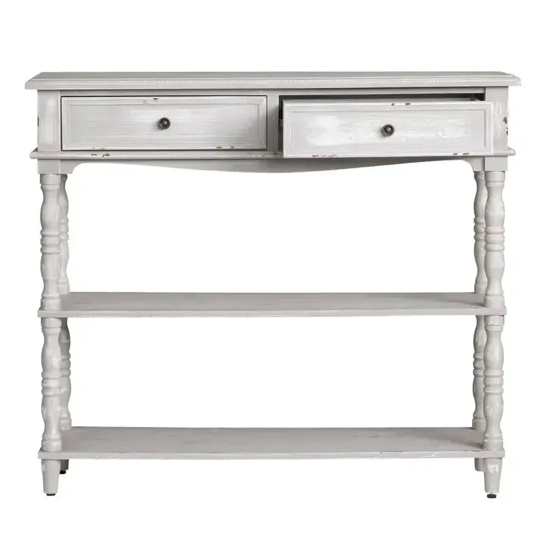 Crestview Collection Weston 42" x 13" x 36" 2-Drawer Traditional Wood Console Table In Chalk Gray Finish