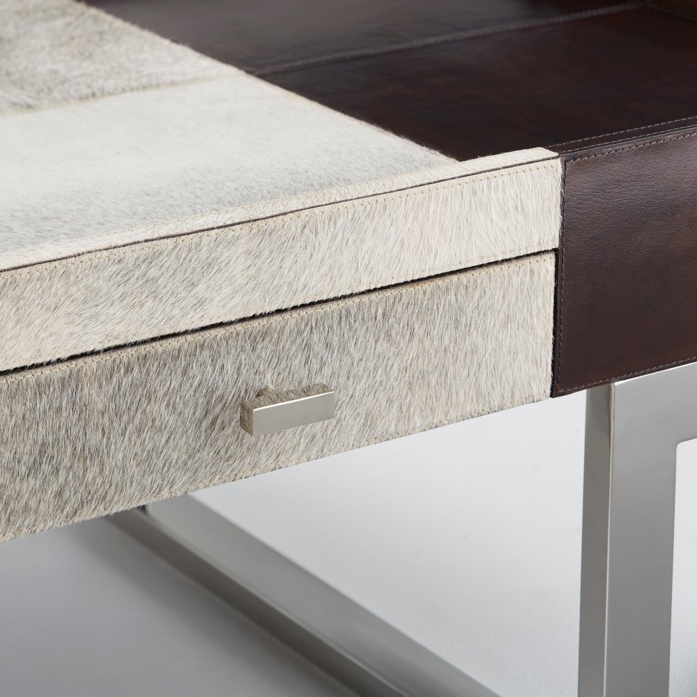 Cyan Design Curtis 43" x 24" x 18" Stainless Steel and Brown Coffee Table