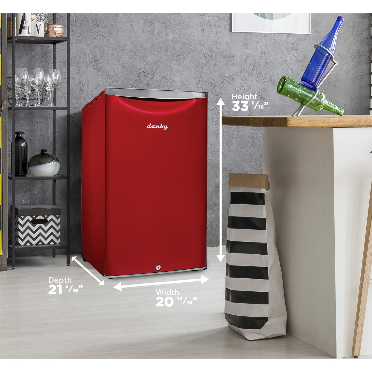 Danby 124L Metallic Red Retro Compact Fridge - DAR044A6LDB