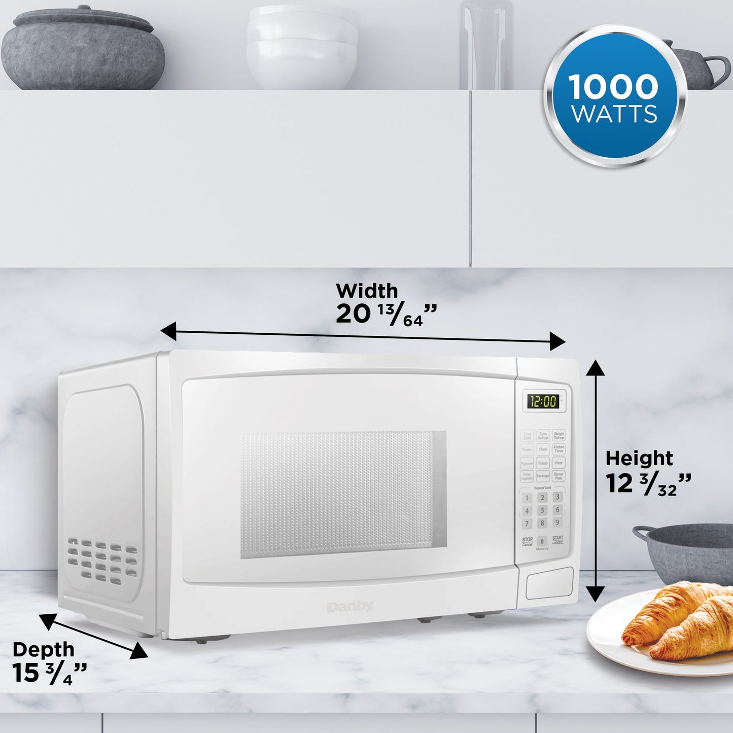 Danby 20" White Countertop Microwave With Convenience Cooking Controls - DBMW1120BWW