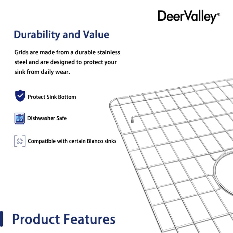 DeerValley 25" x 15" DV-K016G01 Stainless Steel Kitchen Sink Grid (Compatible with DV-1K016)