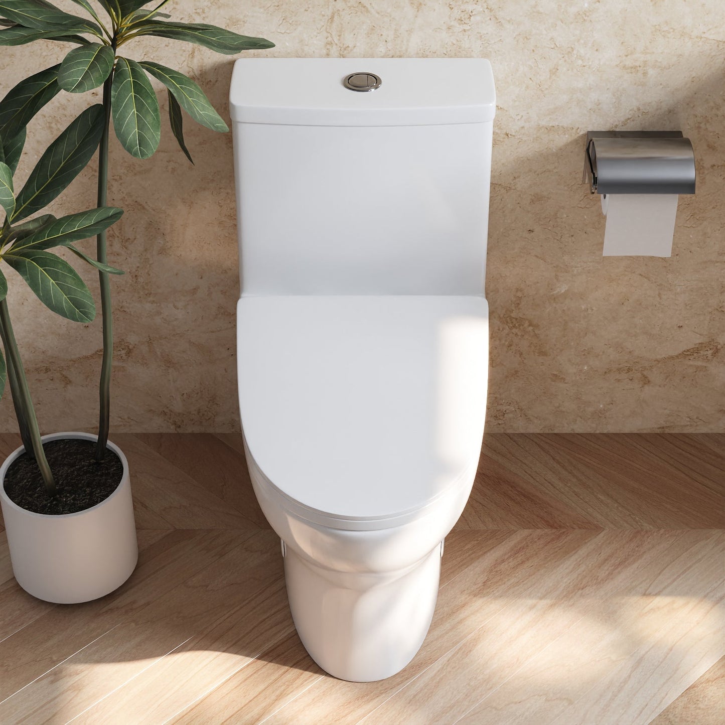 DeerValley Ally 12" Rough-in Dual-Flush Elongated White One-Piece Toilet