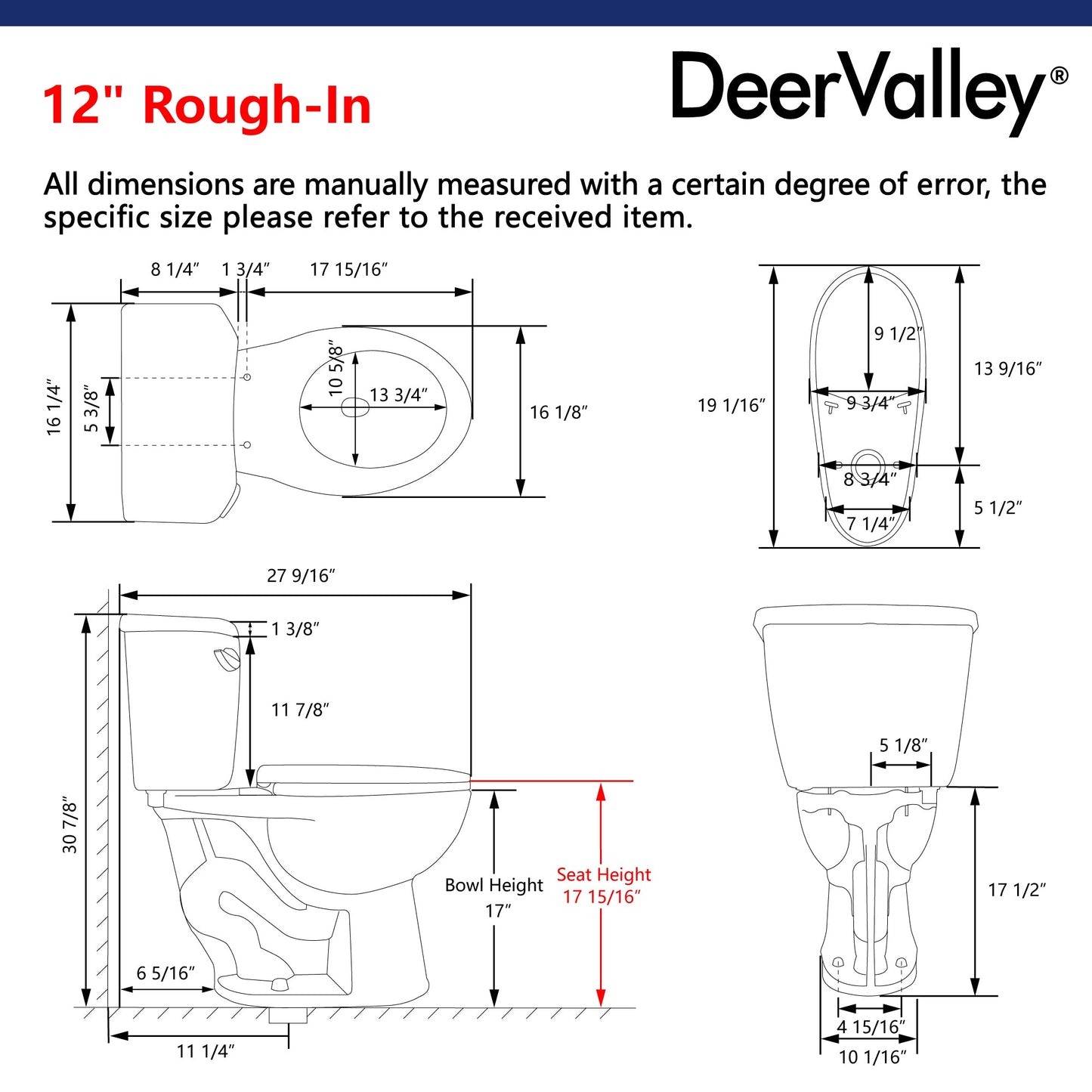 DeerValley Dynasty 1.28GPF Single-Flush Elongated White Two-Piece Toilet