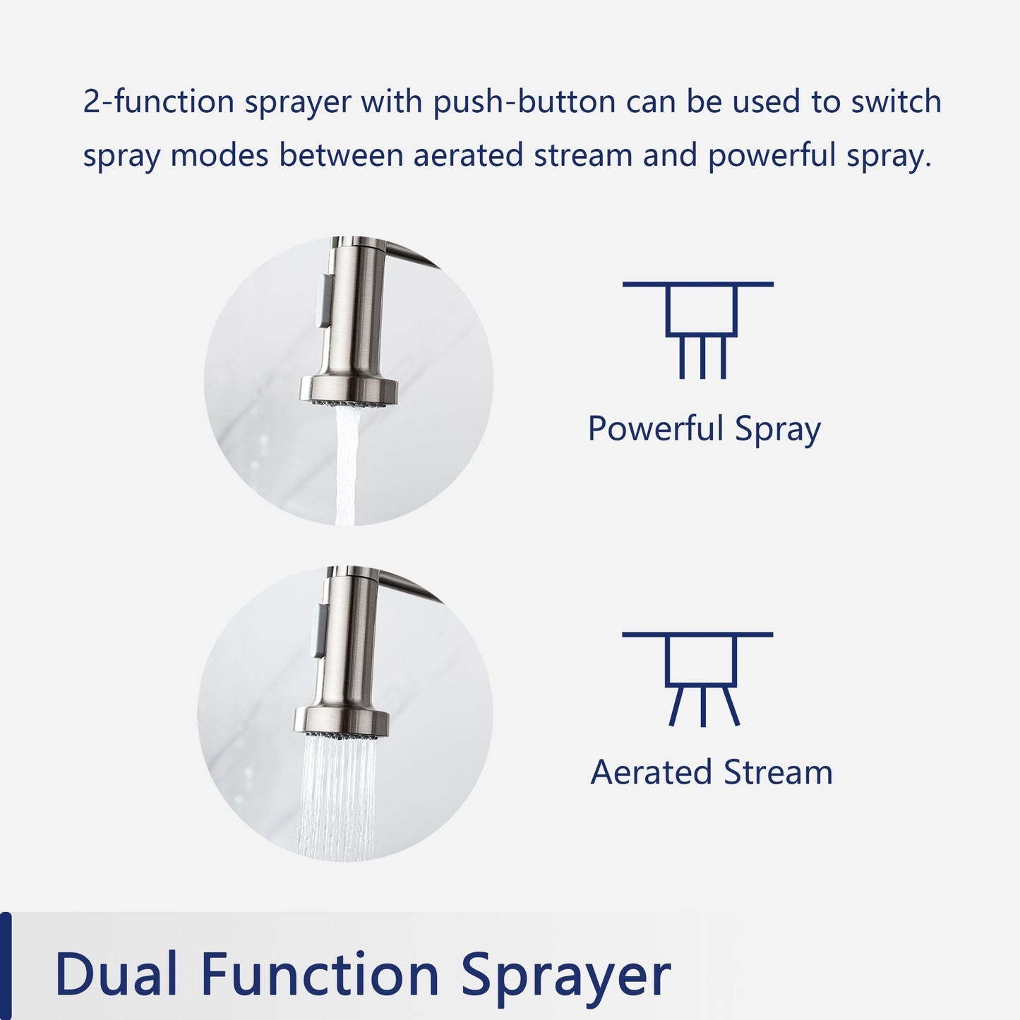 DeerValley Gleam 19" DV-1J82101 Stain Resistant Stainless Steel Pull Down Kitchen Faucet
