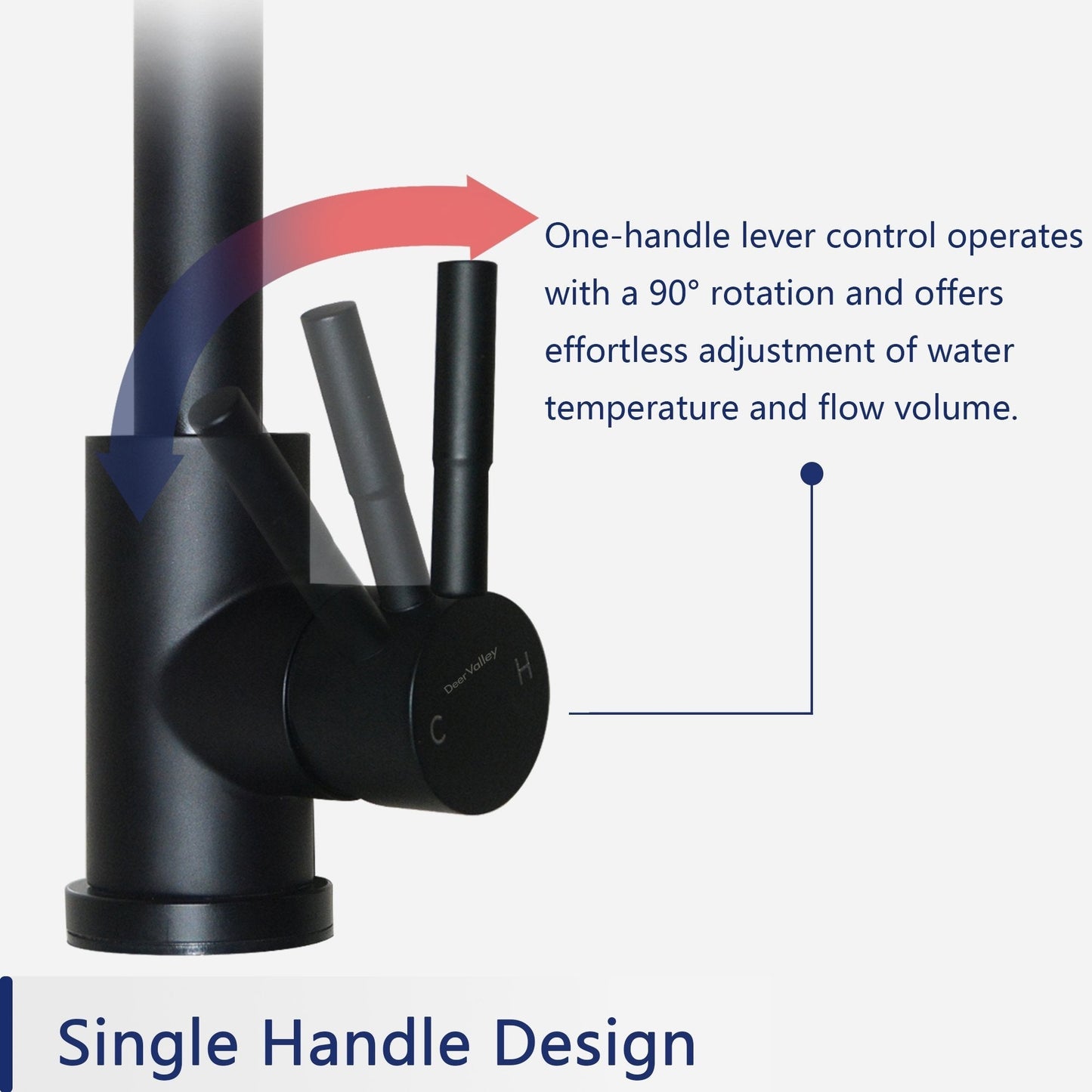 DeerValley Perch 15" Black Stainless Steel Single Handle Kitchen Faucet