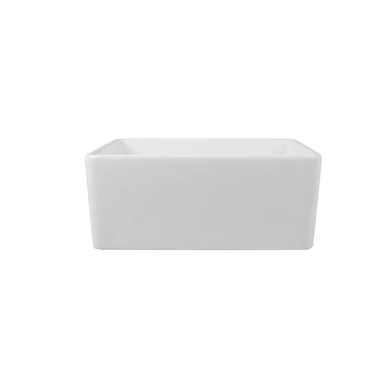 DeerValley Perch 24" Single Bowl Rectangular White Seamless Farmhouse Kitchen Sink With Basket Strainer Drain and Grid