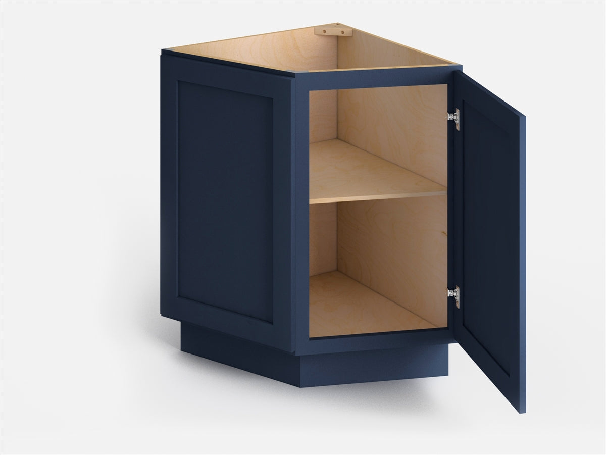 Domain Cabinets AB124-MBF-VW Valleywood 24" x 35" With 2 Doors Marine Blue Wooden Angle End Base Cabinet