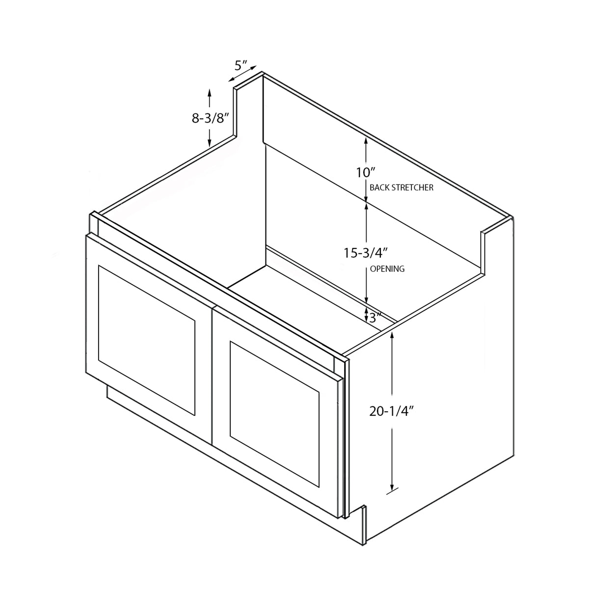 Domain Cabinets APR3621-MWS-IN Malibu 36" x 21" With 2 Doors White Wooden Apron Sink Base Cabinet