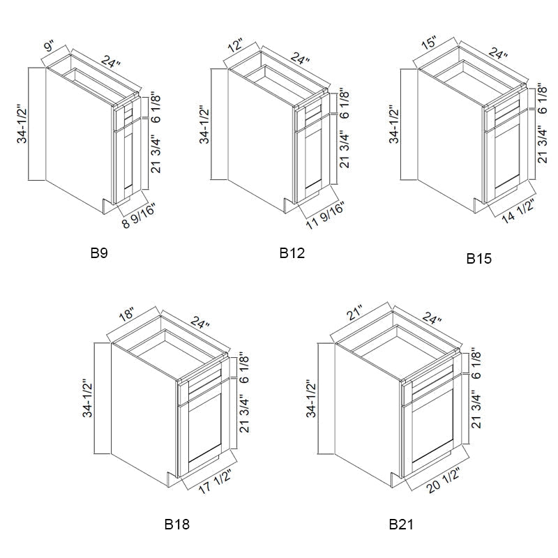 Domain Cabinets B12-EWS-NG Elegant Shaker 12" x 35" With 1 Door, 1 Drawer and 1 Shelf White Wooden Base Cabinet
