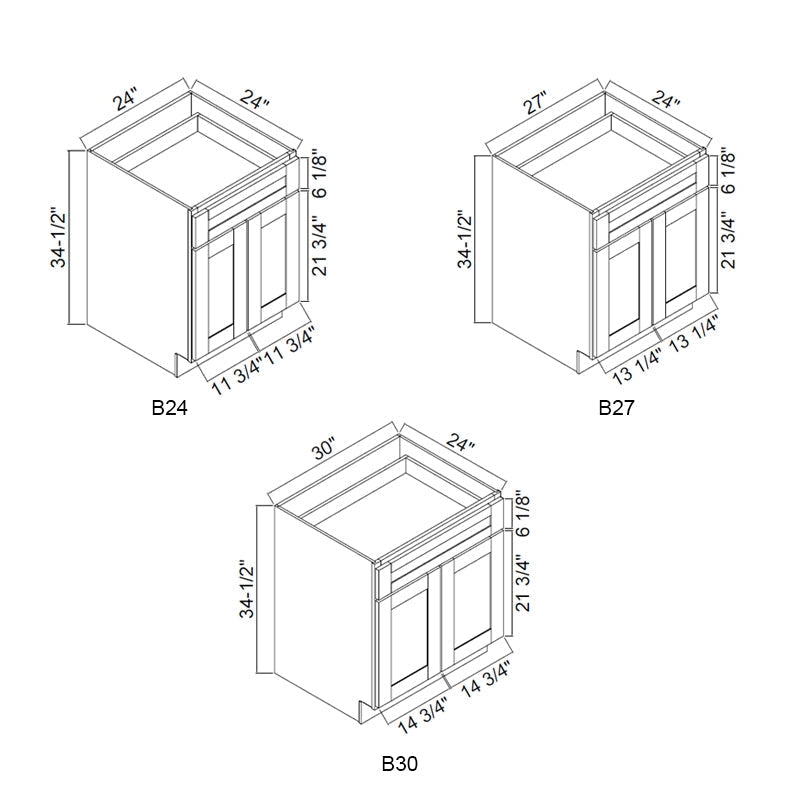 Domain Cabinets B27-SGS-NG Supreme 27" x 35" With 2 Doors and 1 Drawer Gray Wooden Base Cabinet