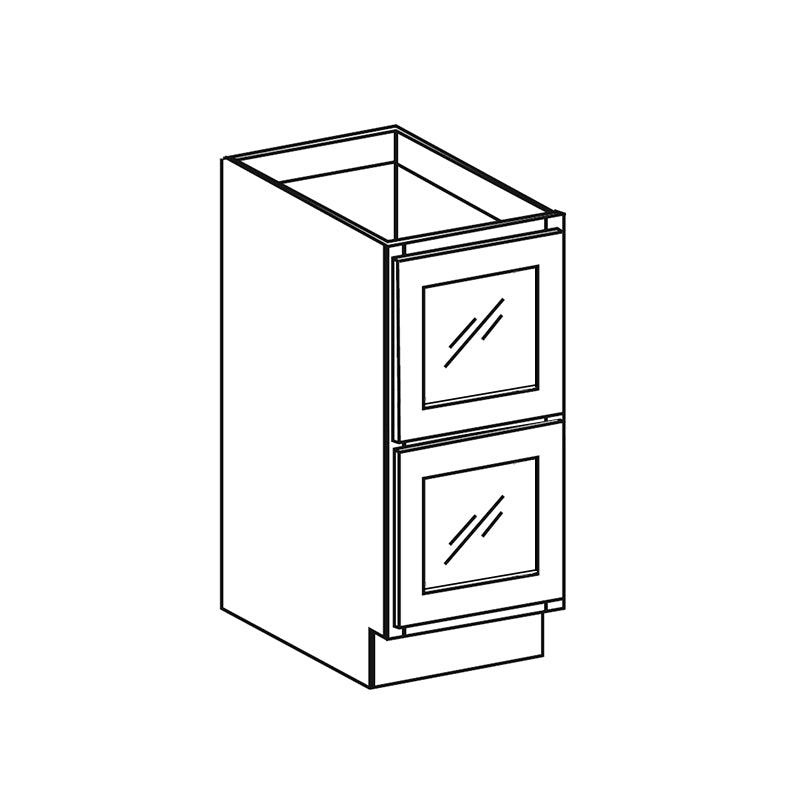 Domain Cabinets BGD15-CHB-BC Charcoal 15" x 35" With 2 Glass Drawer Black Wooden Base Cabinet