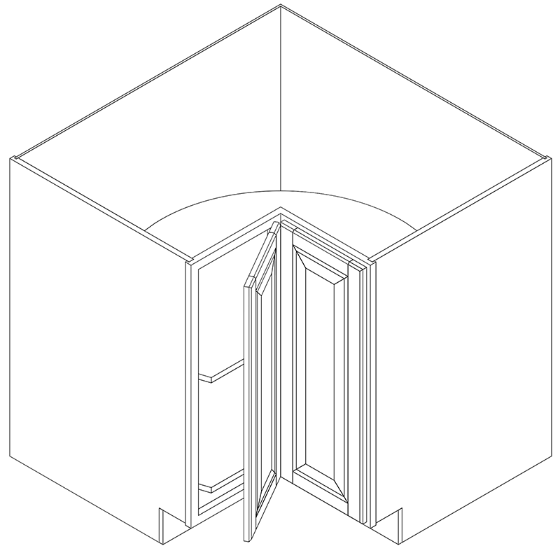 Domain Cabinets BLS36-CFS-UN Coffee Square 36" x 35" With 1 Folding Door Brown Wooden Lazy Susan Base Cabinet