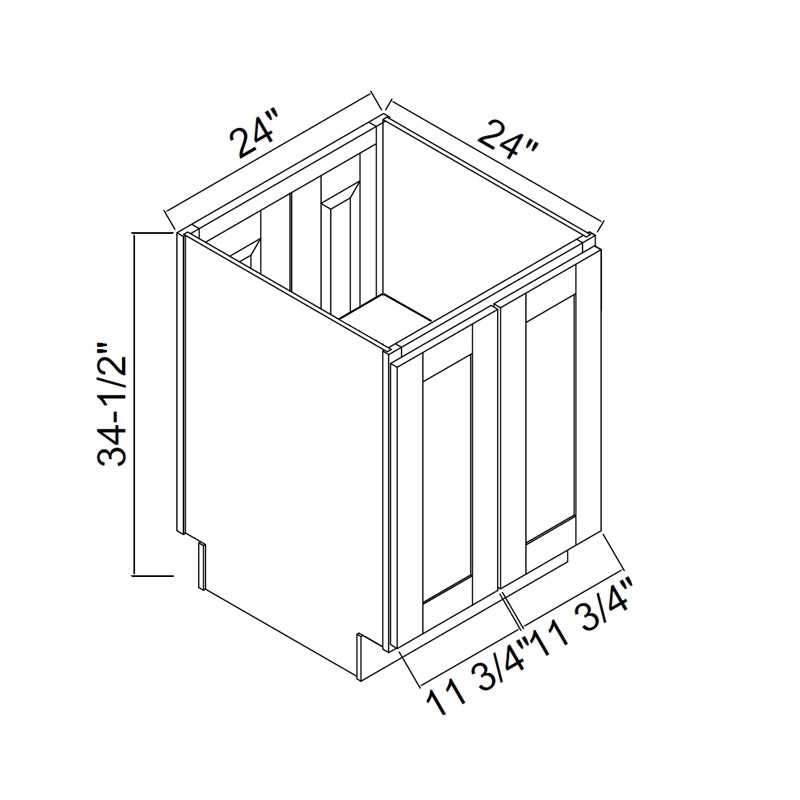Domain Cabinets BTSD24-ESS-NG Supreme Shaker 24" x 35" With 2 Doors Espresso Wooden Double Sided Base Cabinet