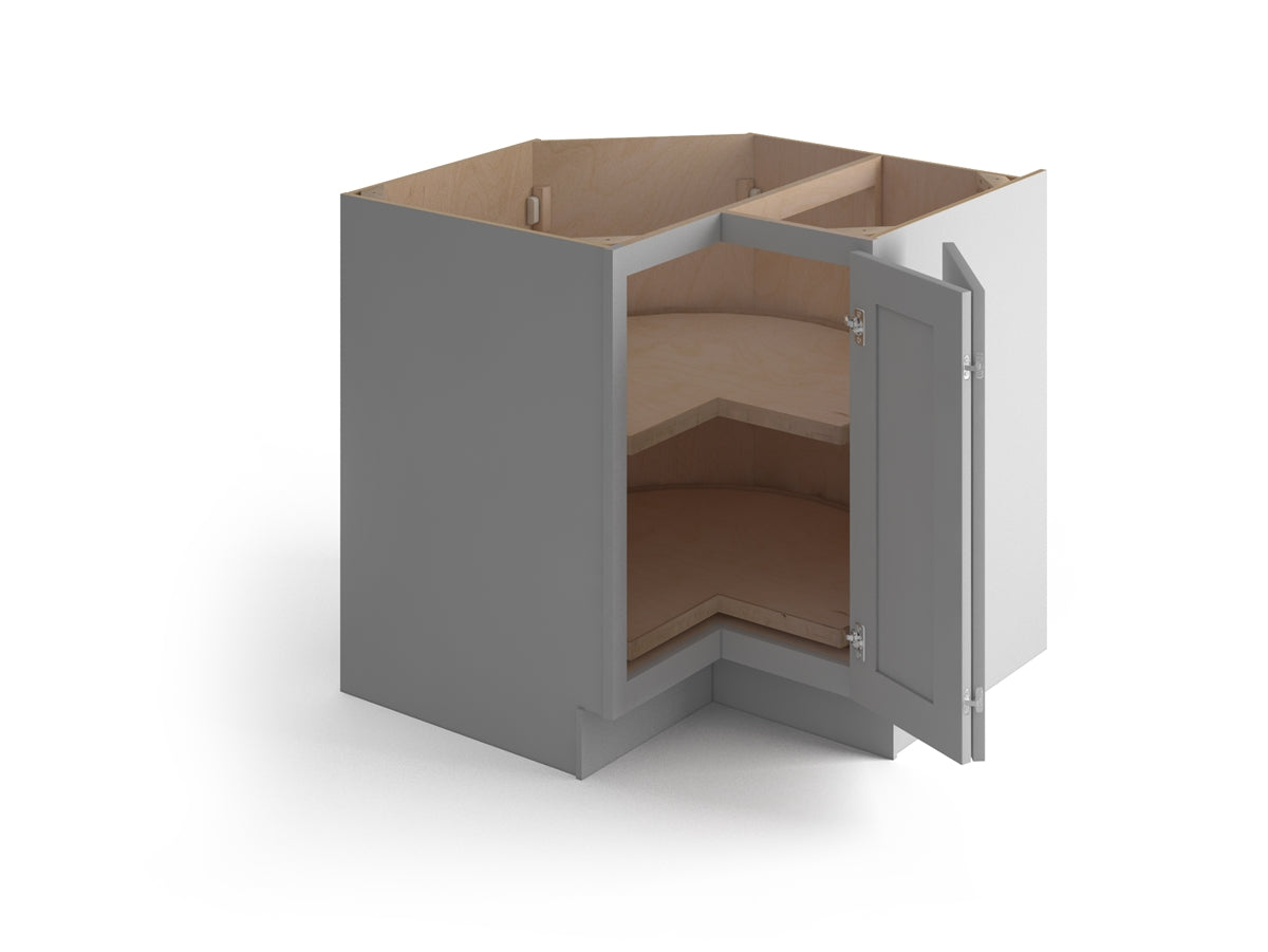 Domain Cabinets CB33-SFPG-VW Valleywood Shaker 33" x 35" With 1 Folding Door Gray Wooden Lazy Susan Base Cabinet