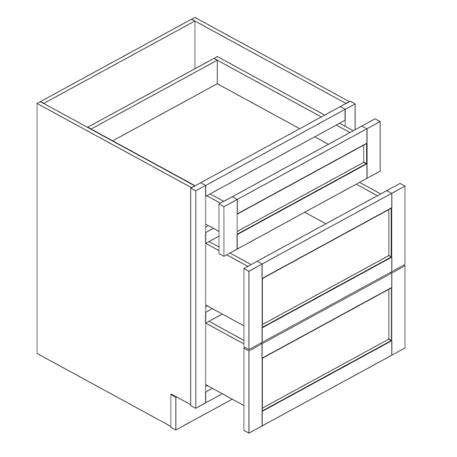 Domain Cabinets DB21(3D)-MAW-BC Magnolia 21" x 35" With 3 Drawers Antique White Wooden Base Cabinet
