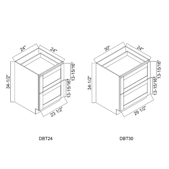 Domain Cabinets DBT24-EWS-NG Elegant Shaker 24" x 35" With 2 Drawers White Wooden Base Cabinet