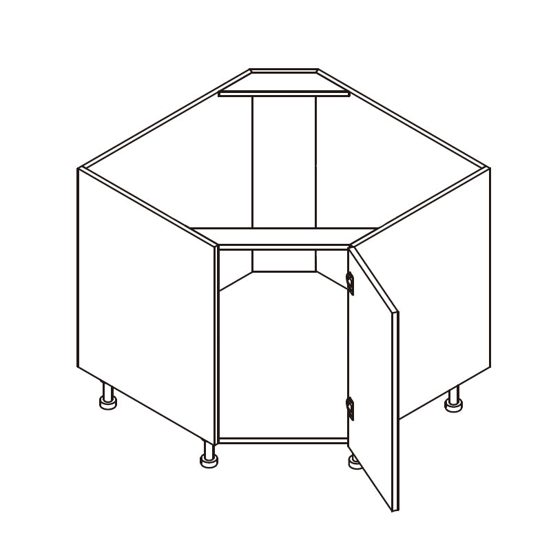 Domain Cabinets DCSB36FDR-LQW-UN Lacquer 36" x 35" With 1 Door Right Hinge White Wooden Diagonal Corner Sink Base Cabinet