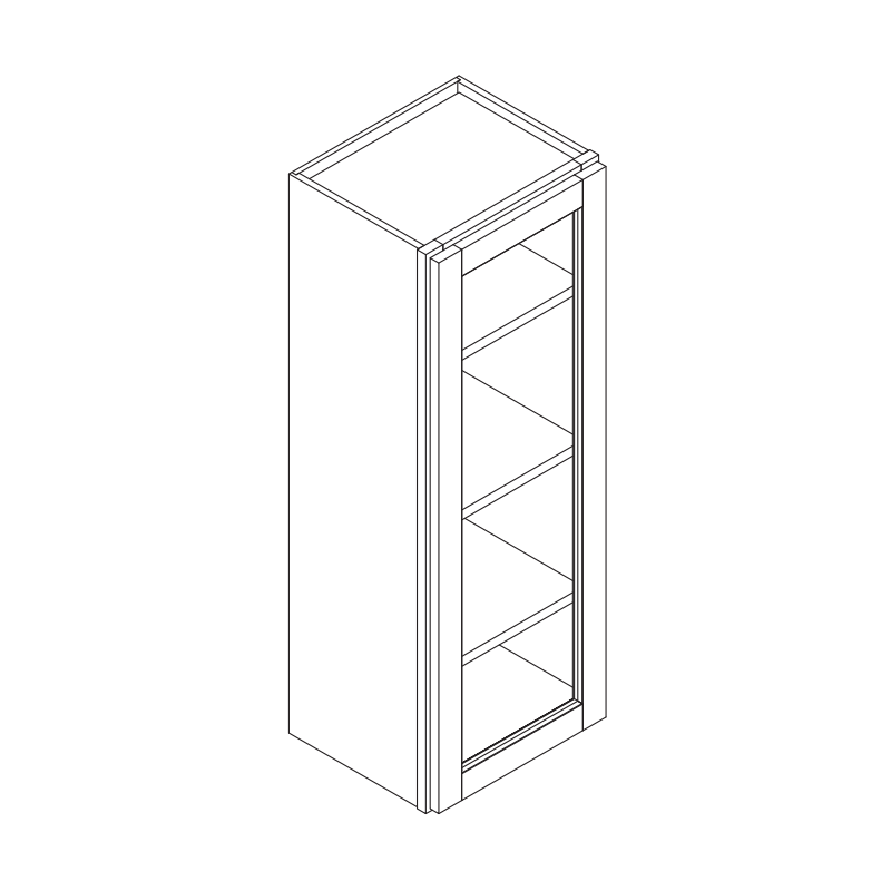 Domain Cabinets GDW1842-HCW-BC Hillcrest 18" x 42" With 1 Glass Door and 3 Shelves White Wooden Wall Cabinet