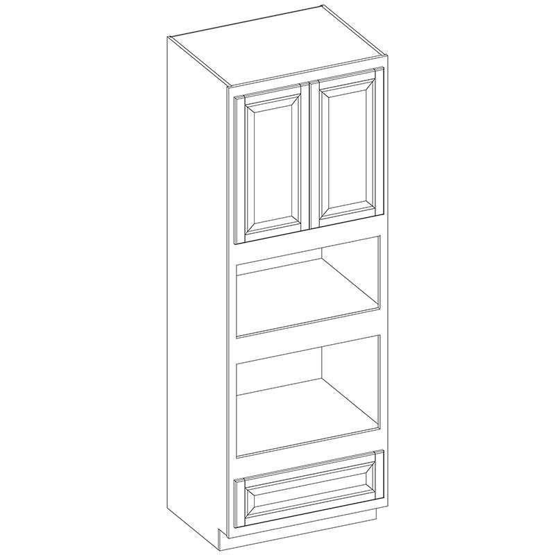 Domain Cabinets OC2895D/O-AMO-BK American 28" x 95" With 2 Doors and 1 Shelf Oak Wooden Double Oven Cabinet