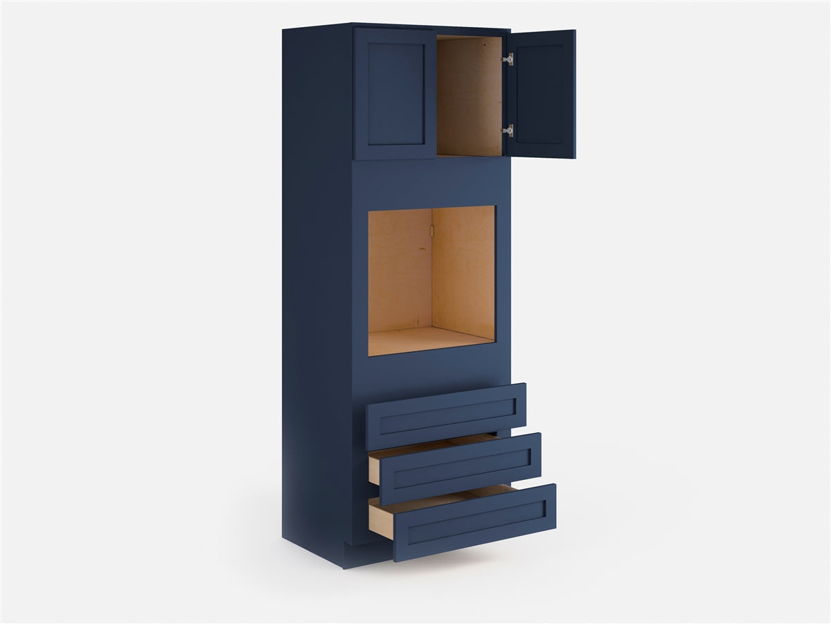 Domain Cabinets OC3390SD-MBF-VW Valleywood 33" x 90" With 2 Doors and 3 Drawers Marine Blue Wooden Oven Cabinet