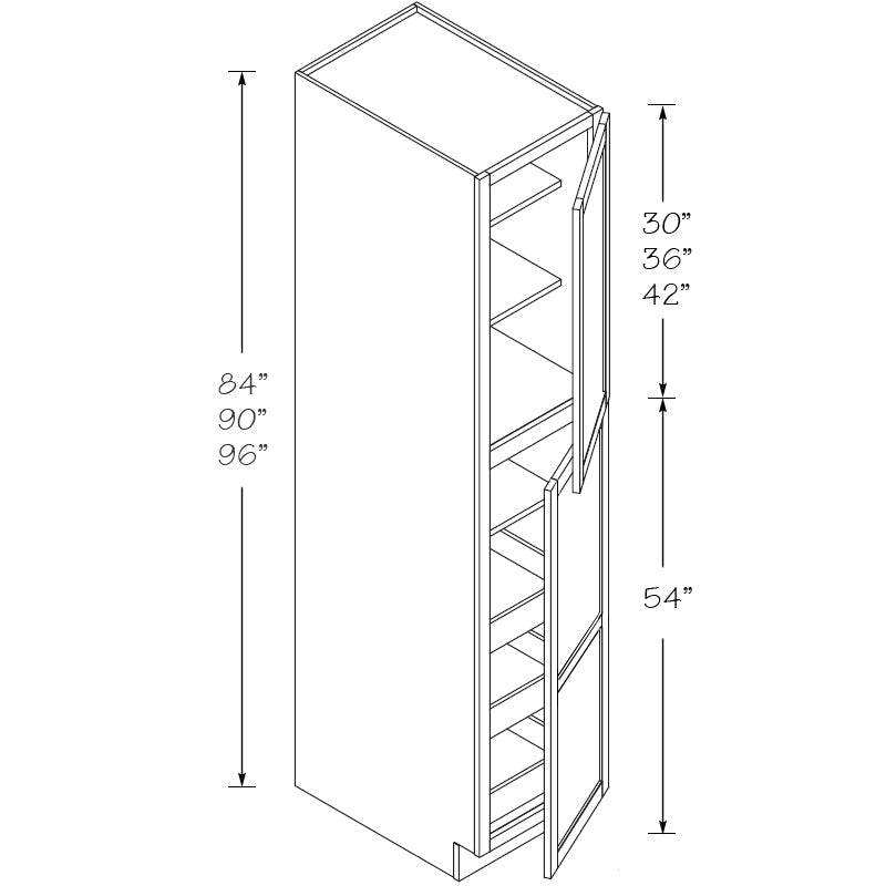 Domain Cabinets PC1884-SCG-BC Savannah 18" x 84" With 2 Doors and 6 Shelves Coffee Glazed Wooden Single Pantry Cabinet
