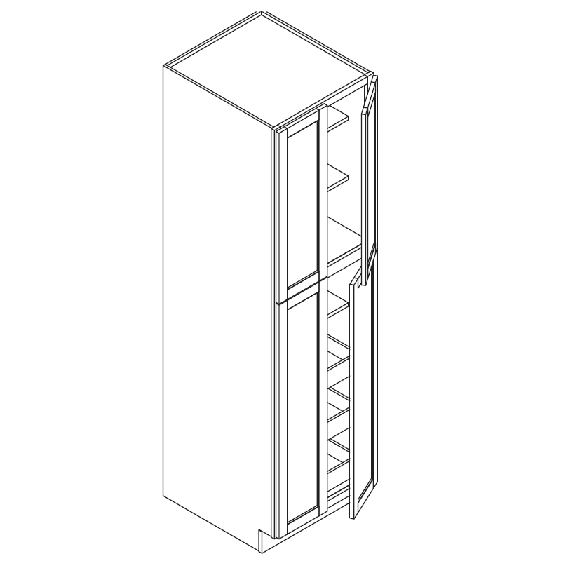 Domain Cabinets PC3090-ENS-NG Elegant Shaker 30" x 90" With 4 Doors and 6 Shelves Navy Wooden Double Pantry Tall Cabinet